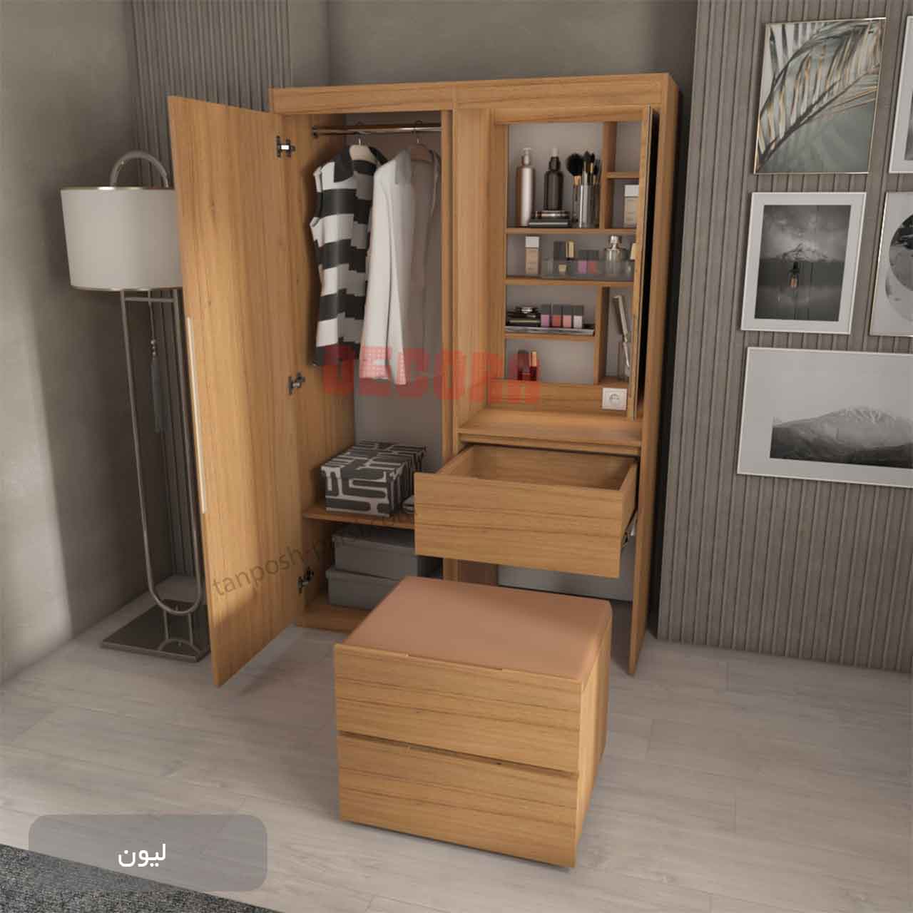 میز آرایش با کمد لباس و صندلی چرخ دار A12